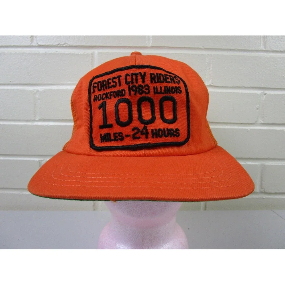 Vintage 80s Snapback Trucker Hat Motorcycle Club Forest City‎ Riders MC Illinois